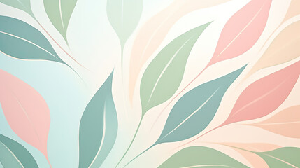 Fototapeta na wymiar Creative simple art abstract Organic shapes of flowers and leaves pattern in pastel colors of soft pink, light blue and mint green created with Generative AI Technology 
