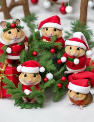 Hamsters in Santa's Christmas Hats