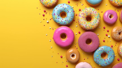 Different donuts for advertising - obrazy, fototapety, plakaty