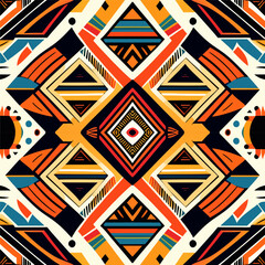 Seamless geometric African pattern. Ethnic ornament on the carpet. Aztec style. Tribal motif. Vector illustration for web design or print.