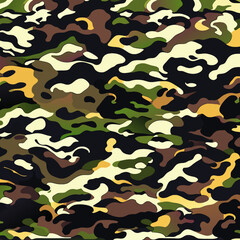 Camouflage seamless pattern background. Classic clothing style masking camo repeat print.