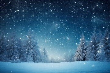 Winter landscape, snowy background with copy space