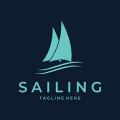 PrintSimple Sailing Silhouette Logo design inspiration vector