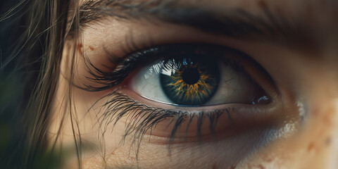 Fototapeta premium Close up of a Woman's Eye, AI Generated