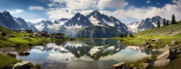 Majestic Peaks Reflected in Tranquil Waters