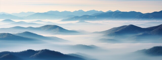 Fototapeta na wymiar Majestic Peaks Lost in Mystical Mist