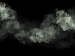 White clouds or smoke 3d on dark background. Illustration drawn from tablet use for graphic background in abstract concept.