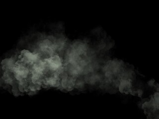 White clouds or smoke 3d on dark background. Illustration drawn from tablet use for graphic background in abstract concept.