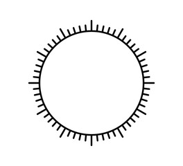 Blank mechanical clock face divided into seconds and minutes. Round meter scale. Watch dial. Timer template. Simple clock face. Vector illustration on white background.