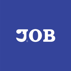 Job logotype, wordmark with thumb up