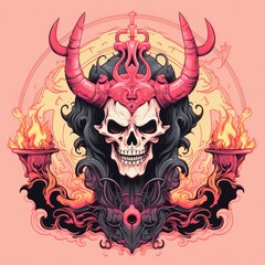 Demon's Horned Skull With Sinister and Mysterious Presence