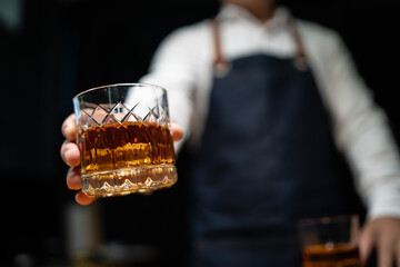 Celebrate whiskey on a friendly party in  restaurant