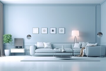 modern minimalist living room with digitally connected devices