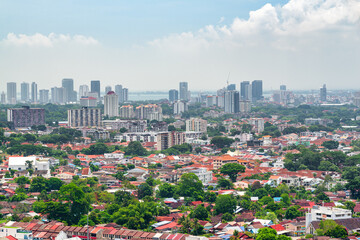 George Town skyline. Amazing view of Penang Island in Malaysia
