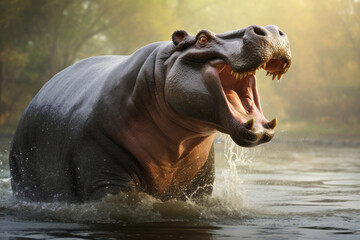 Aggressive male hippopotamus