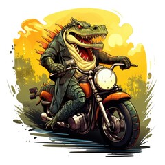 Crocodile on Wheels: A Charming Illustration of Reptilian Adventure
