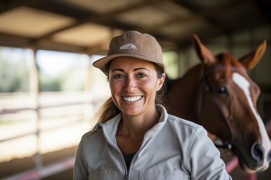 Instructor's Portrait: Portrait of a Hispanic woman working as a horse riding Instructor.