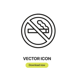 No Smoking icon vector. Linear-style sign for mobile concept and web design. No Smoking symbol illustration. Pixel vector graphics - Vector.