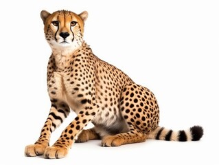 cheetah isolated on a white background - obrazy, fototapety, plakaty