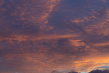 Warm sunset sky with beautiful cloud.