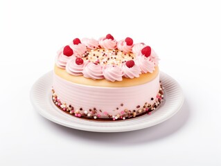 Birthday cake over white background