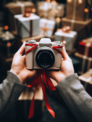 A Photo Of A Person Receiving A New Camera As A Gift And Immediately Taking A Photo