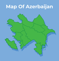 Detailed map of Azerbaijan country in green vector illustration