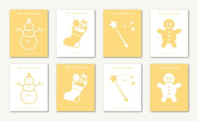 vector collection of merry christmas and happy new year card with yellow and white background