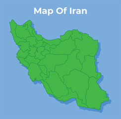 Detailed map of Iran country in green vector illustration