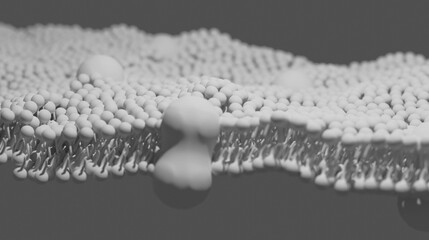 3D illustration of the extracellular matrix within the human body in black and white. Scientific Illustration