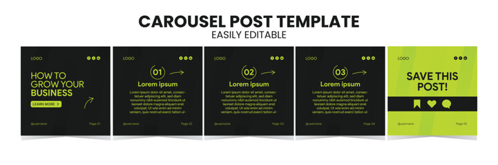 Editable Business carousel post for social media use. Instagram carousel post template for business. - obrazy, fototapety, plakaty