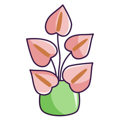 Indoor Potted Plant vector illustration asset element