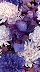 Floral seamless border pattern. Purple and white blossoms, illustration, texture for fashion industry, summer sale, print for fabrics and textile.