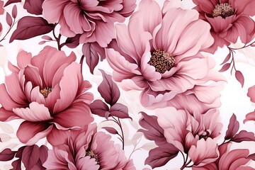 Obraz na płótnie Canvas floral seamless border pattern. Dusky pink and white blossoms, illustration, texture for fashion industry, summer sale, print for fabrics and textile.