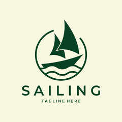 sailing logo vector minimalist illustration design
