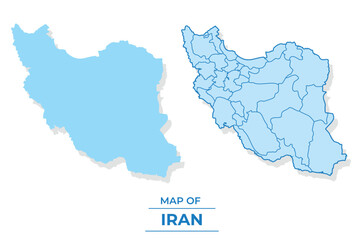 Vector Iran map set simple flat and outline style illustration