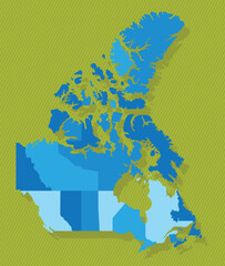 Fototapeta premium Canada map with regions blue political map green background vector illustration