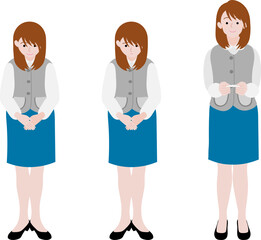 接客をするOLのイラストセット