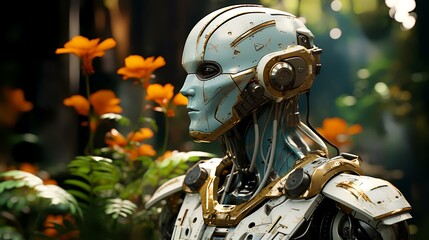 Futuristic gardening robot
