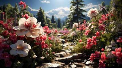 Garden with flowers generated AI