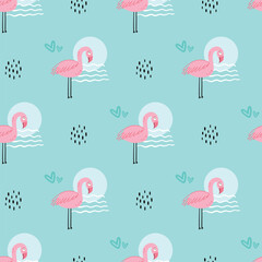 seamless pattern with flamingo bird