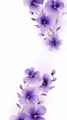 violet flowers frame background png, Generative AI