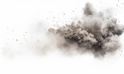 dust cloud with debris, isolated on white background, Generative AI - obrazy, fototapety, plakaty