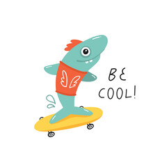 Postcard be cool with shark