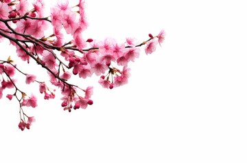 Obraz na płótnie Canvas Magenta cherry blossom flowers tree branches PNG image, Generative AI