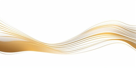 abstract line art wavy flowing dynamic gold isolated on white background in concept luxury, wave, wind, ocean, Generative AI