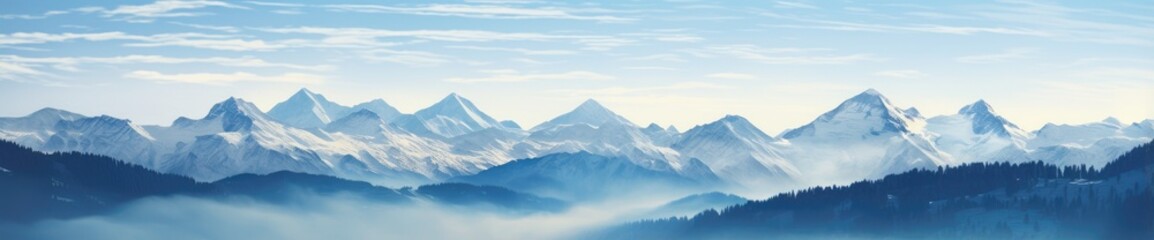 Fototapeta na wymiar A Majestic Landscape: Mountains Embraced by Heavenly Clouds