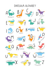 Alphabet set of cute Jurassic dinosaurs