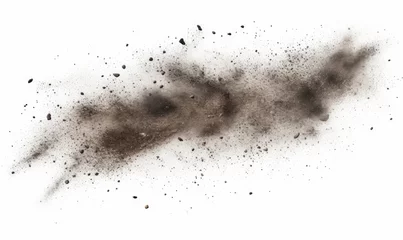 Fotobehang flying debris with dust, isolated on white background, Generative AI © The Picture House