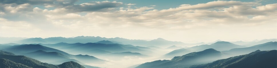 Majestic Peaks: A Breathtaking Painting of Clouds-Kissed Mountain Range